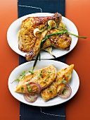 Grilled chicken legs and breasts