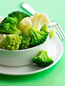 Steamed broccolis,cauliflower and romanesco cabbage