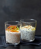 Fromage frais with peppers and fromage frais with black sesame seeds