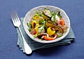 Grilled vegetable and raw ham salad