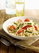 Risotto with green asparagus and lobster