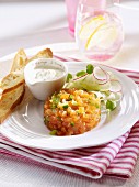 Salmon tartare, fennel, watercress and radish salad