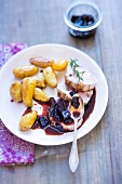 Veal filet mignon with beetroot and sauteed potatoes
