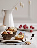 White chocolate-raspberry muffins