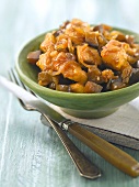 Sweet and salty chicken and eggplant fricassée