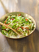 Creamy cabbage and diced bacon stir-fry