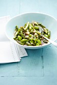 Pan-fried juicy asparagus and broad beans