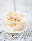 Waffle biscuits with pink filling