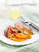 Chicken with peaches and summer fruit