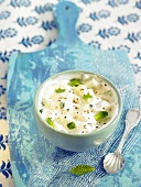 Cucumber in yoghurt sauce with mint and lemon