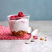 Cranachan, whisky cream dessert with oats and raspberries