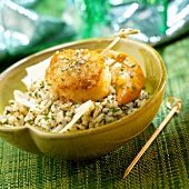 Herb risotto,roasted scallop with nutmeg