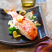 Red mullet with ginger and vegetables