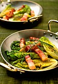 Pan-fried Sucrines with streaky bacon and vinaigar