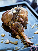 5 hour leg of lamb with white wine,honey and thyme