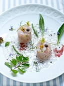 Sea bream tartare with herbs and seaweed