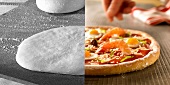 Pizza vor und nach dem Backen