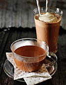 Chocolate milkshake and hot chocolate