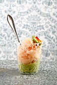 Grapefruit sorbet with avocado purée and crab meat