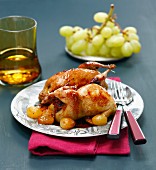Stuffed quails with green grapes
