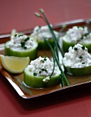 Cucumbers filled with cream cheese