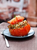 A stuffed tomato