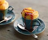 Small caramelized soufflées in cups