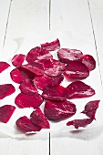 Thinly sliced beetroots