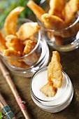 Carp tempuras with horseradish dip