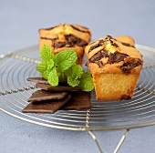 Chocolate-mint mini cakes