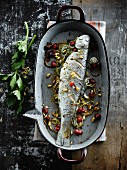 Trout with cranberries and pine nuts