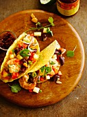 Shrimp and red kidney bean tacos