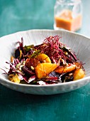 Sweet and sour beetroot,turnip and orange salad