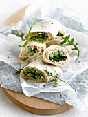 Tuna,green asparagus and spinach wraps