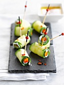 Zucchini and goat's cheese rolled bites