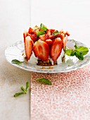Charlotte-Küchlein mal anders, aus Honigbrot mit Mascarpone und Erdbeeren