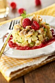 Potato, fennel and cockle salad, raspberry vanaigrette