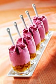 Chicory and saffron chutney with beetroot mousse