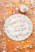 Happy New Year written with marshmallow letters