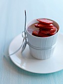 Chocolate cream dessert with strawberries