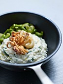 Nettle risotto with calamaries and broad beans