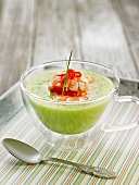 Cucumber gazpacho with shrimps