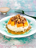 Rice with pumpkins and walnuts