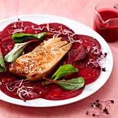 Beetroot carpaccio with pan-fried foie gras