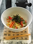 Yasai itame, sauteed vegetables and rice