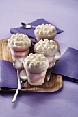 Iced whipped cream with parmesan and confit red onions