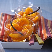Apricots poached with vanilla and orange zests