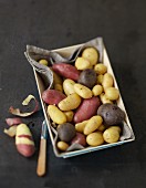 Crate of assorted potatoes
