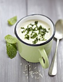 Yayla corbasi,yoghurt and mint soup from Turkey