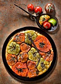 Multicolored tomato savoury tatin tart
